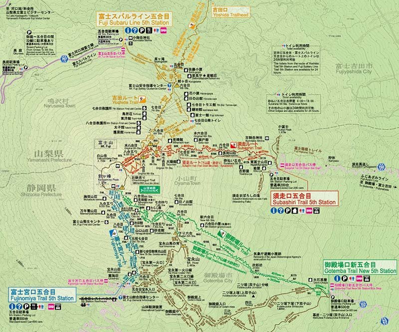 富士山の登山ルート図